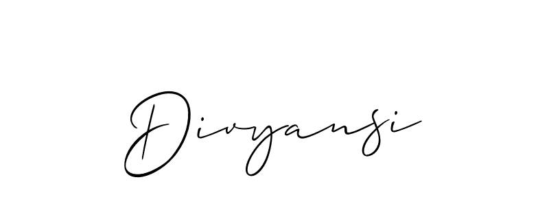 Use a signature maker to create a handwritten signature online. With this signature software, you can design (Allison_Script) your own signature for name Divyansi. Divyansi signature style 2 images and pictures png