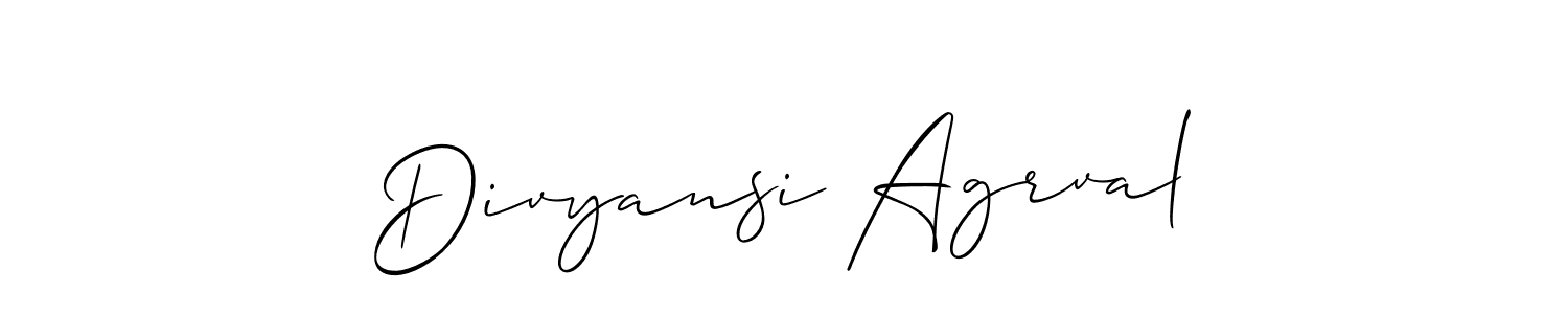 Use a signature maker to create a handwritten signature online. With this signature software, you can design (Allison_Script) your own signature for name Divyansi Agrval. Divyansi Agrval signature style 2 images and pictures png