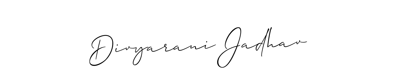 Use a signature maker to create a handwritten signature online. With this signature software, you can design (Allison_Script) your own signature for name Divyarani Jadhav. Divyarani Jadhav signature style 2 images and pictures png