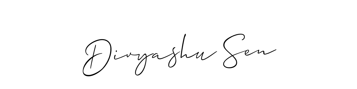 Make a beautiful signature design for name Divyashu Sen. With this signature (Allison_Script) style, you can create a handwritten signature for free. Divyashu Sen signature style 2 images and pictures png