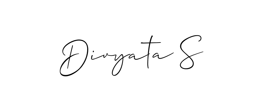 It looks lik you need a new signature style for name Divyata S. Design unique handwritten (Allison_Script) signature with our free signature maker in just a few clicks. Divyata S signature style 2 images and pictures png