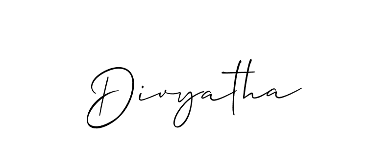 Similarly Allison_Script is the best handwritten signature design. Signature creator online .You can use it as an online autograph creator for name Divyatha. Divyatha signature style 2 images and pictures png