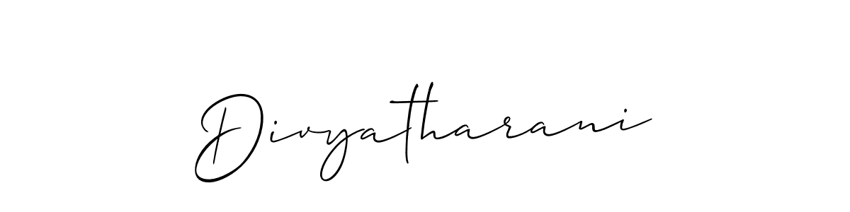 Create a beautiful signature design for name Divyatharani. With this signature (Allison_Script) fonts, you can make a handwritten signature for free. Divyatharani signature style 2 images and pictures png