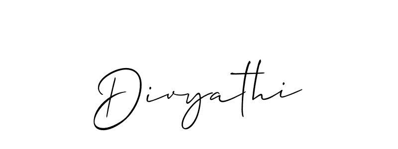 Create a beautiful signature design for name Divyathi. With this signature (Allison_Script) fonts, you can make a handwritten signature for free. Divyathi signature style 2 images and pictures png