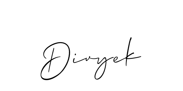 Allison_Script is a professional signature style that is perfect for those who want to add a touch of class to their signature. It is also a great choice for those who want to make their signature more unique. Get Divyek name to fancy signature for free. Divyek signature style 2 images and pictures png