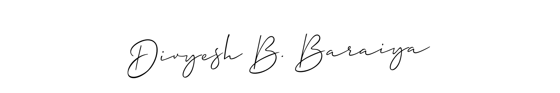 Design your own signature with our free online signature maker. With this signature software, you can create a handwritten (Allison_Script) signature for name Divyesh B. Baraiya. Divyesh B. Baraiya signature style 2 images and pictures png