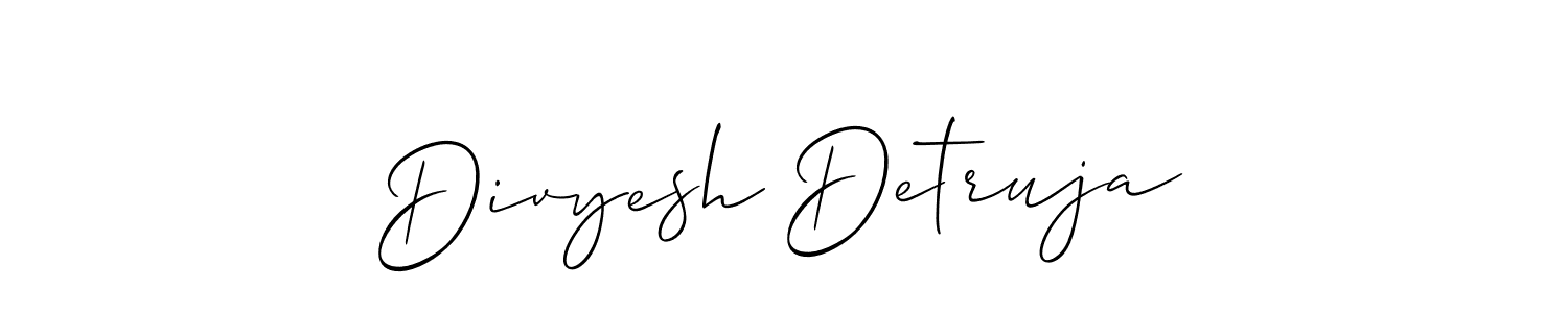 How to make Divyesh Detruja signature? Allison_Script is a professional autograph style. Create handwritten signature for Divyesh Detruja name. Divyesh Detruja signature style 2 images and pictures png
