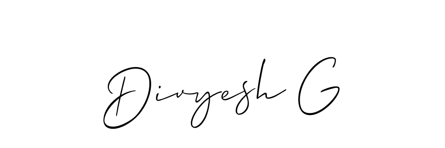 Also You can easily find your signature by using the search form. We will create Divyesh G name handwritten signature images for you free of cost using Allison_Script sign style. Divyesh G signature style 2 images and pictures png