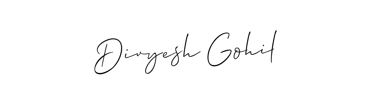 if you are searching for the best signature style for your name Divyesh Gohil. so please give up your signature search. here we have designed multiple signature styles  using Allison_Script. Divyesh Gohil signature style 2 images and pictures png