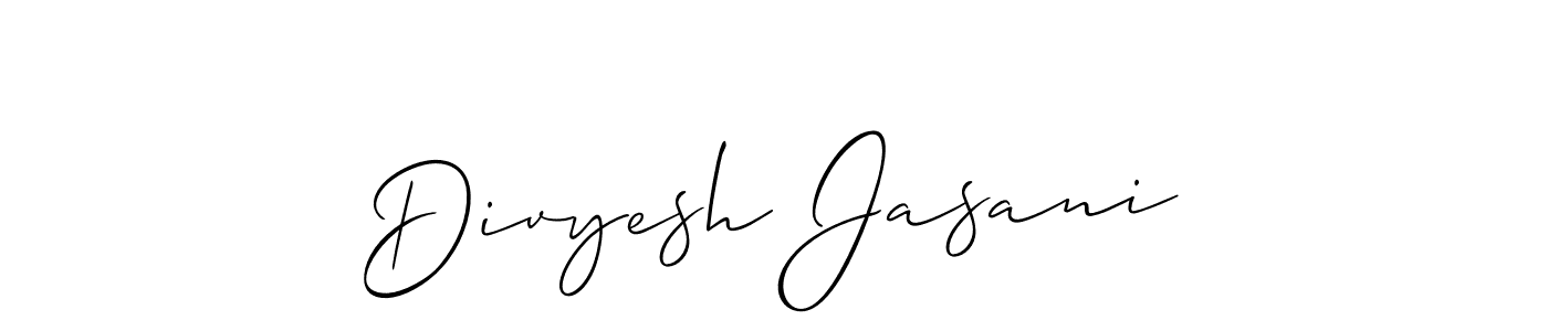 Also we have Divyesh Jasani name is the best signature style. Create professional handwritten signature collection using Allison_Script autograph style. Divyesh Jasani signature style 2 images and pictures png