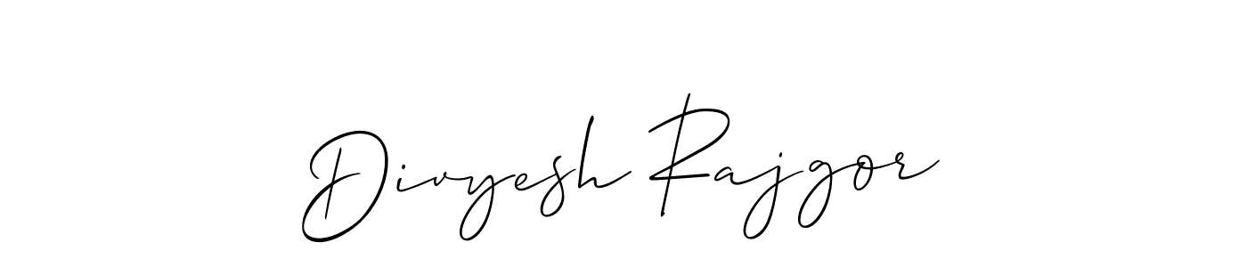 How to make Divyesh Rajgor signature? Allison_Script is a professional autograph style. Create handwritten signature for Divyesh Rajgor name. Divyesh Rajgor signature style 2 images and pictures png