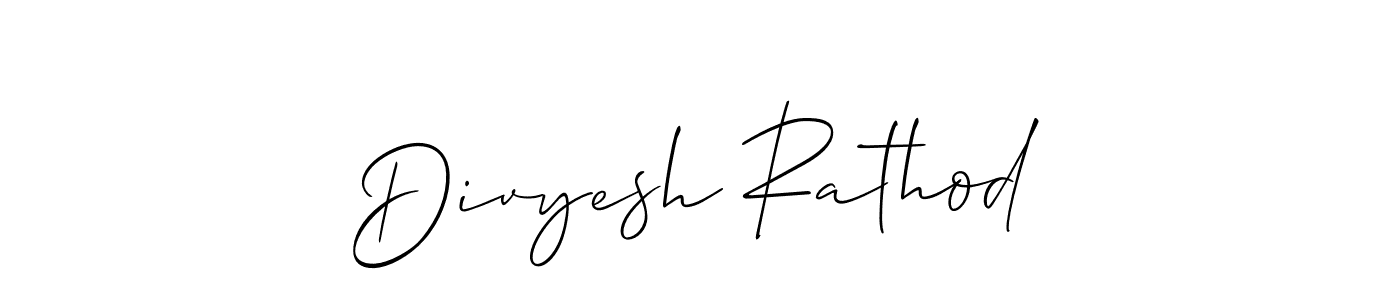 How to make Divyesh Rathod name signature. Use Allison_Script style for creating short signs online. This is the latest handwritten sign. Divyesh Rathod signature style 2 images and pictures png