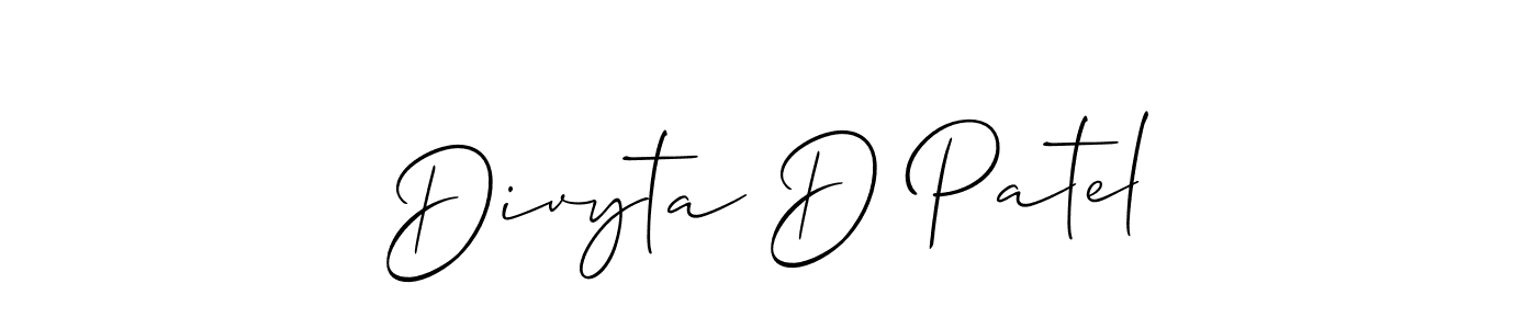 Make a beautiful signature design for name Divyta D Patel. With this signature (Allison_Script) style, you can create a handwritten signature for free. Divyta D Patel signature style 2 images and pictures png