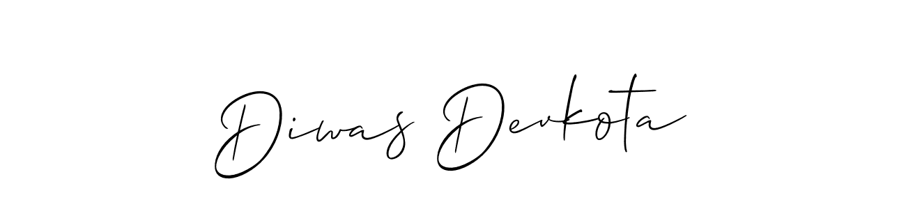 The best way (Allison_Script) to make a short signature is to pick only two or three words in your name. The name Diwas Devkota include a total of six letters. For converting this name. Diwas Devkota signature style 2 images and pictures png