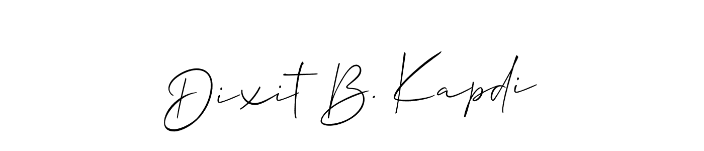 Create a beautiful signature design for name Dixit B. Kapdi. With this signature (Allison_Script) fonts, you can make a handwritten signature for free. Dixit B. Kapdi signature style 2 images and pictures png