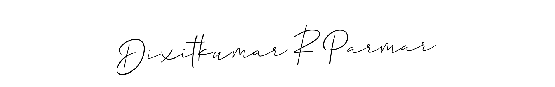 The best way (Allison_Script) to make a short signature is to pick only two or three words in your name. The name Dixitkumar R Parmar include a total of six letters. For converting this name. Dixitkumar R Parmar signature style 2 images and pictures png