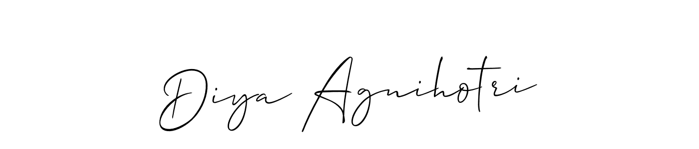 Also we have Diya Agnihotri name is the best signature style. Create professional handwritten signature collection using Allison_Script autograph style. Diya Agnihotri signature style 2 images and pictures png