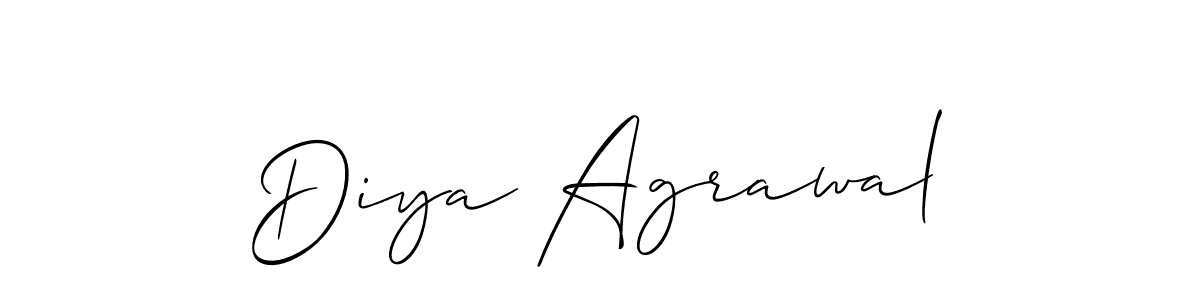 Use a signature maker to create a handwritten signature online. With this signature software, you can design (Allison_Script) your own signature for name Diya Agrawal. Diya Agrawal signature style 2 images and pictures png