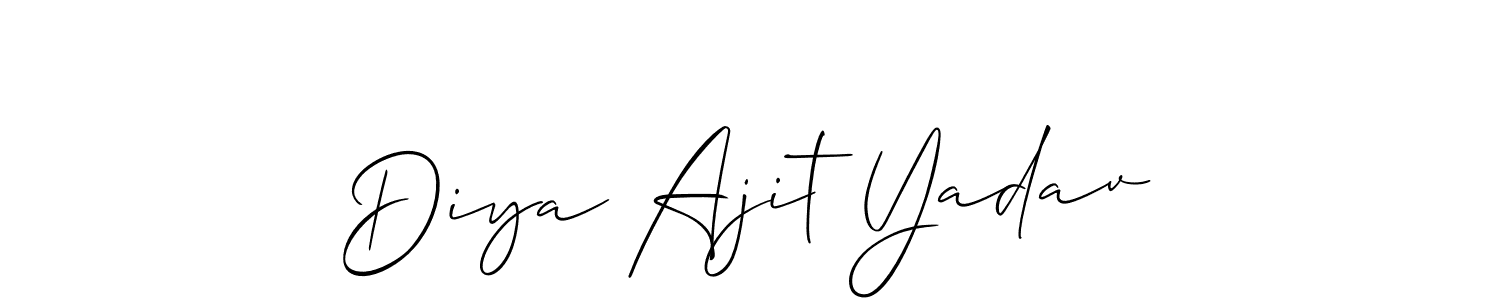 if you are searching for the best signature style for your name Diya Ajit Yadav. so please give up your signature search. here we have designed multiple signature styles  using Allison_Script. Diya Ajit Yadav signature style 2 images and pictures png