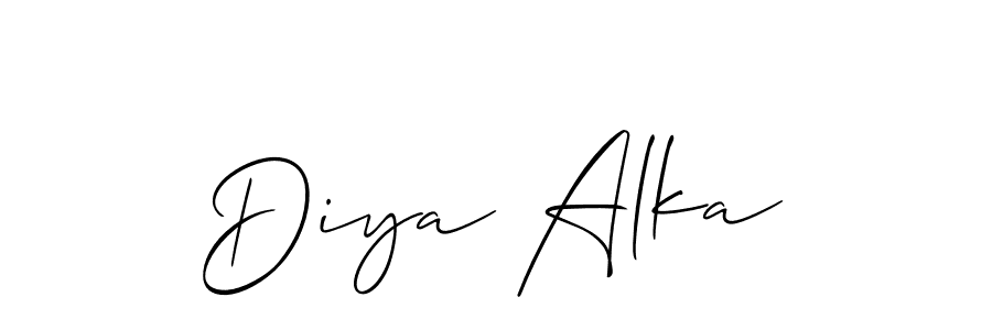 You should practise on your own different ways (Allison_Script) to write your name (Diya Alka) in signature. don't let someone else do it for you. Diya Alka signature style 2 images and pictures png