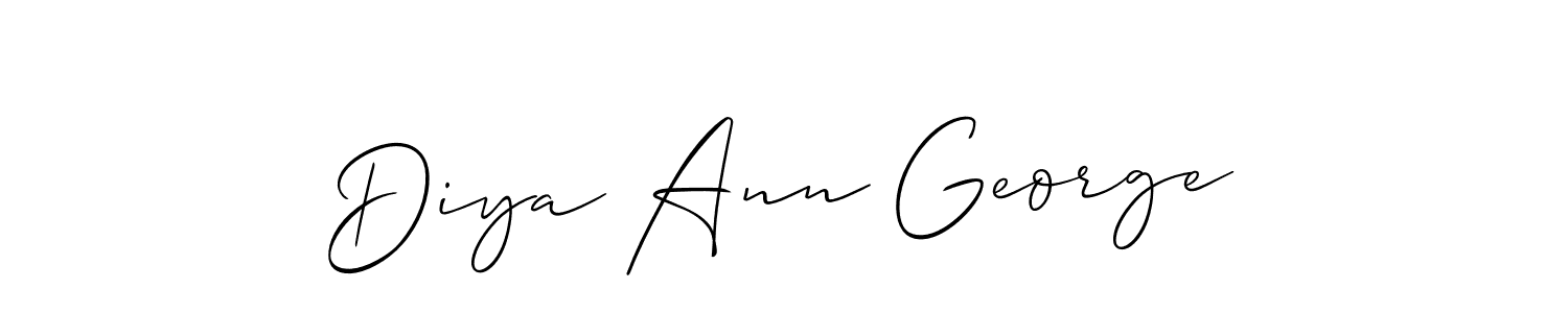 Allison_Script is a professional signature style that is perfect for those who want to add a touch of class to their signature. It is also a great choice for those who want to make their signature more unique. Get Diya Ann George name to fancy signature for free. Diya Ann George signature style 2 images and pictures png