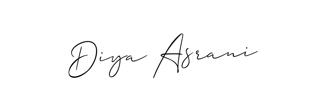 How to make Diya Asrani name signature. Use Allison_Script style for creating short signs online. This is the latest handwritten sign. Diya Asrani signature style 2 images and pictures png