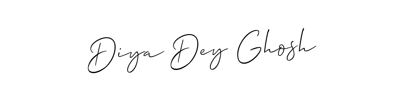 Make a beautiful signature design for name Diya Dey Ghosh. With this signature (Allison_Script) style, you can create a handwritten signature for free. Diya Dey Ghosh signature style 2 images and pictures png