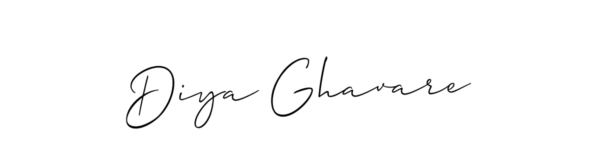 Use a signature maker to create a handwritten signature online. With this signature software, you can design (Allison_Script) your own signature for name Diya Ghavare. Diya Ghavare signature style 2 images and pictures png
