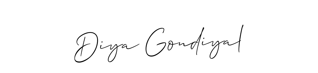 You should practise on your own different ways (Allison_Script) to write your name (Diya Gondiyal) in signature. don't let someone else do it for you. Diya Gondiyal signature style 2 images and pictures png