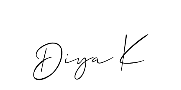 This is the best signature style for the Diya K name. Also you like these signature font (Allison_Script). Mix name signature. Diya K signature style 2 images and pictures png