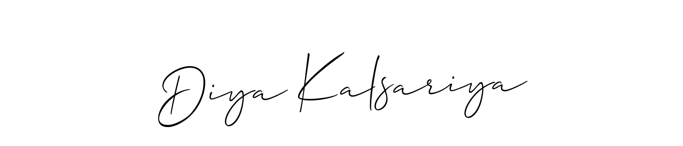 You should practise on your own different ways (Allison_Script) to write your name (Diya Kalsariya) in signature. don't let someone else do it for you. Diya Kalsariya signature style 2 images and pictures png
