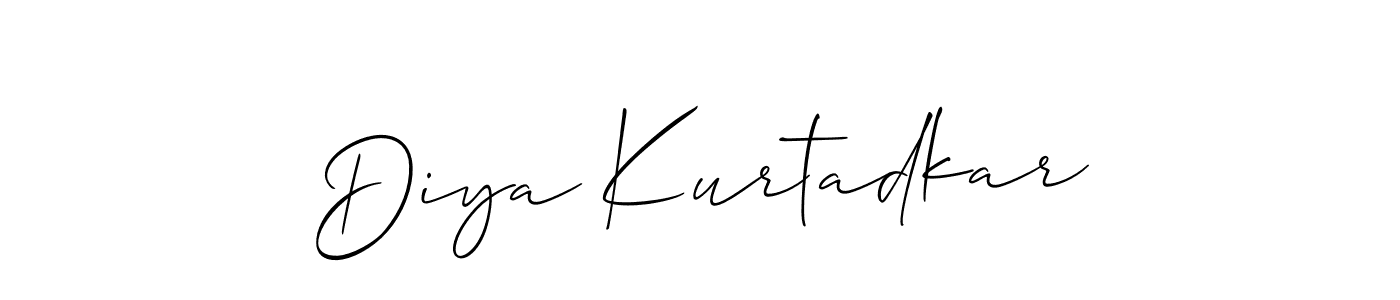 Also You can easily find your signature by using the search form. We will create Diya Kurtadkar name handwritten signature images for you free of cost using Allison_Script sign style. Diya Kurtadkar signature style 2 images and pictures png
