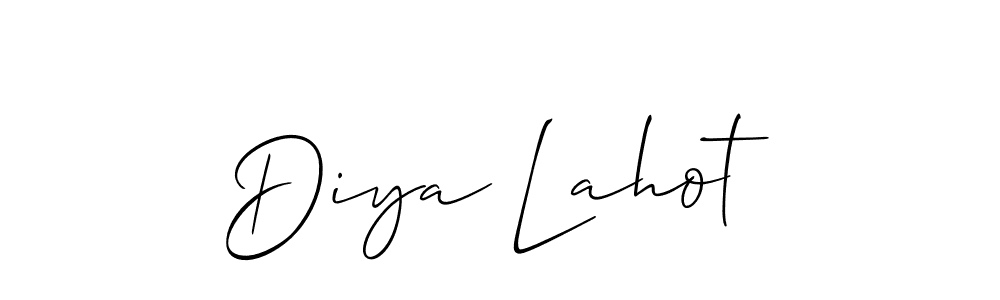 if you are searching for the best signature style for your name Diya Lahot. so please give up your signature search. here we have designed multiple signature styles  using Allison_Script. Diya Lahot signature style 2 images and pictures png