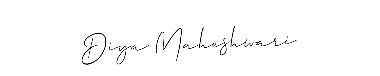 How to make Diya Maheshwari signature? Allison_Script is a professional autograph style. Create handwritten signature for Diya Maheshwari name. Diya Maheshwari signature style 2 images and pictures png