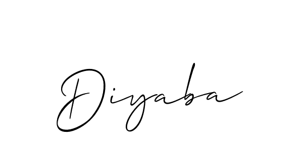 Use a signature maker to create a handwritten signature online. With this signature software, you can design (Allison_Script) your own signature for name Diyaba. Diyaba signature style 2 images and pictures png