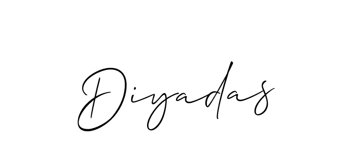 Design your own signature with our free online signature maker. With this signature software, you can create a handwritten (Allison_Script) signature for name Diyadas. Diyadas signature style 2 images and pictures png