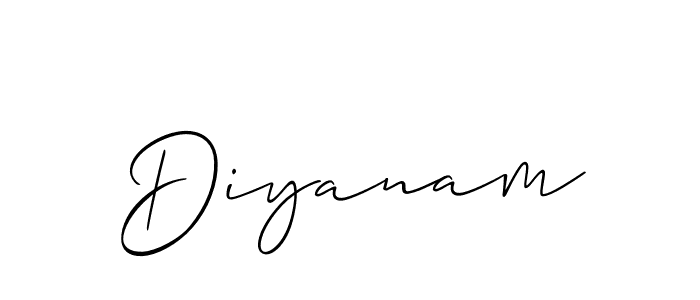 It looks lik you need a new signature style for name Diyanam. Design unique handwritten (Allison_Script) signature with our free signature maker in just a few clicks. Diyanam signature style 2 images and pictures png