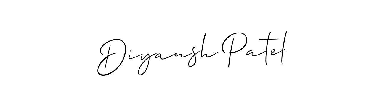 Make a short Diyansh Patel signature style. Manage your documents anywhere anytime using Allison_Script. Create and add eSignatures, submit forms, share and send files easily. Diyansh Patel signature style 2 images and pictures png