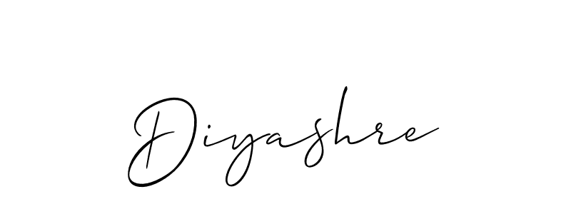 The best way (Allison_Script) to make a short signature is to pick only two or three words in your name. The name Diyashre include a total of six letters. For converting this name. Diyashre signature style 2 images and pictures png