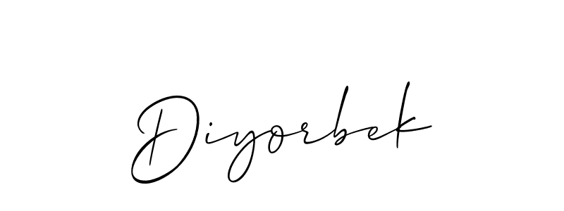 Use a signature maker to create a handwritten signature online. With this signature software, you can design (Allison_Script) your own signature for name Diyorbek. Diyorbek signature style 2 images and pictures png