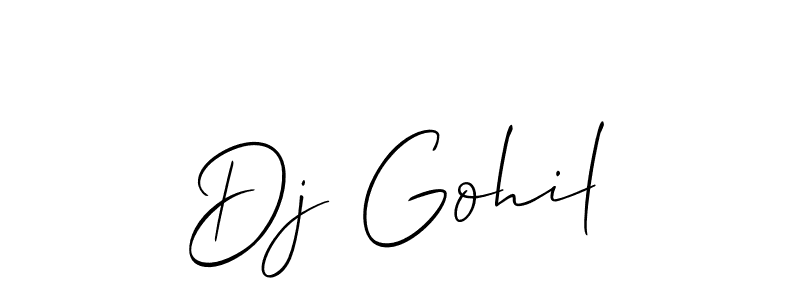 if you are searching for the best signature style for your name Dj Gohil. so please give up your signature search. here we have designed multiple signature styles  using Allison_Script. Dj Gohil signature style 2 images and pictures png