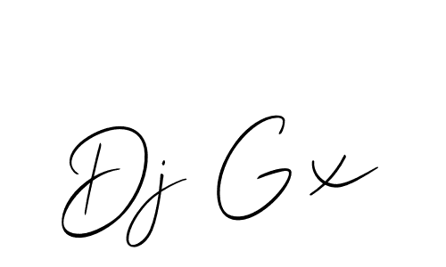 Use a signature maker to create a handwritten signature online. With this signature software, you can design (Allison_Script) your own signature for name Dj Gx. Dj Gx signature style 2 images and pictures png