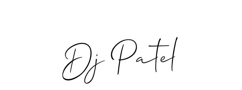 Make a beautiful signature design for name Dj Patel. With this signature (Allison_Script) style, you can create a handwritten signature for free. Dj Patel signature style 2 images and pictures png