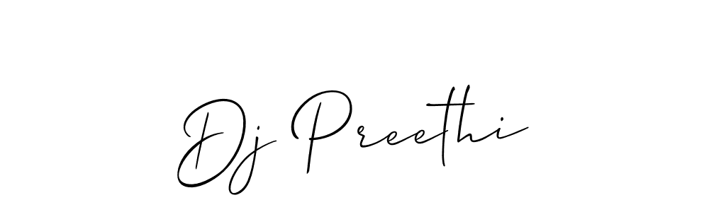 Make a beautiful signature design for name Dj Preethi. With this signature (Allison_Script) style, you can create a handwritten signature for free. Dj Preethi signature style 2 images and pictures png