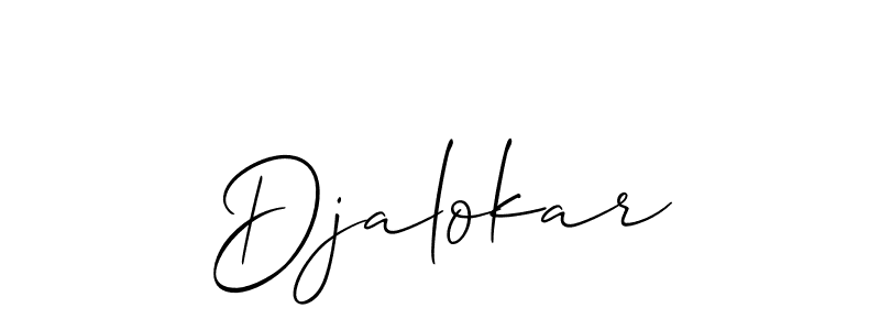 Use a signature maker to create a handwritten signature online. With this signature software, you can design (Allison_Script) your own signature for name Djalokar. Djalokar signature style 2 images and pictures png