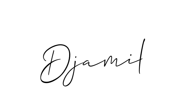 How to make Djamil name signature. Use Allison_Script style for creating short signs online. This is the latest handwritten sign. Djamil signature style 2 images and pictures png