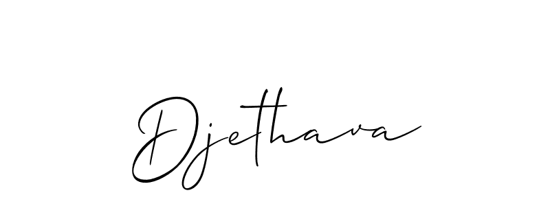 The best way (Allison_Script) to make a short signature is to pick only two or three words in your name. The name Djethava include a total of six letters. For converting this name. Djethava signature style 2 images and pictures png