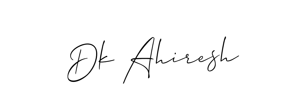 The best way (Allison_Script) to make a short signature is to pick only two or three words in your name. The name Dk Ahiresh include a total of six letters. For converting this name. Dk Ahiresh signature style 2 images and pictures png