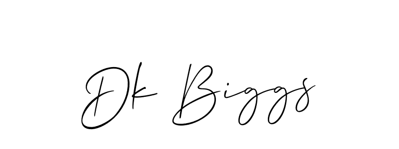 Make a beautiful signature design for name Dk Biggs. With this signature (Allison_Script) style, you can create a handwritten signature for free. Dk Biggs signature style 2 images and pictures png