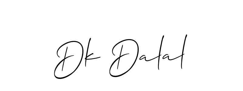 The best way (Allison_Script) to make a short signature is to pick only two or three words in your name. The name Dk Dalal include a total of six letters. For converting this name. Dk Dalal signature style 2 images and pictures png